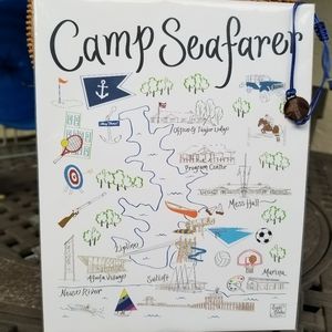 YMCA Camp Seafarer cardstock map and bracelet